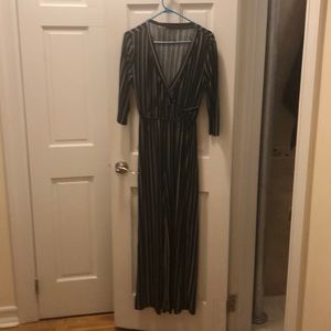 Black jumpsuit with white stripes